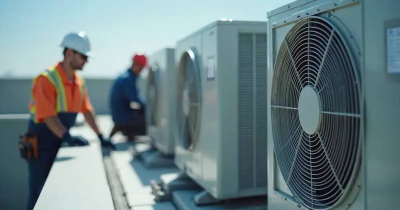 stock photo of HVAC unit work